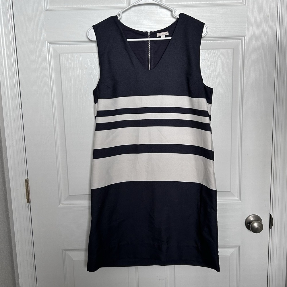 Gap V Neck Sleeveless Short Summer Shift Dress M Pockets Striped Nautical
